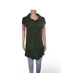 Pulp women green cap sleeve cowl neck tunic dress top M
